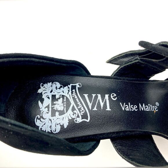 Valse Maitre Black Suede Buckle Stiletto Heels Size 220 - Picture 7 of 11